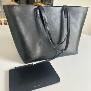 Mansur Gavriel Black Leather Tote Bag